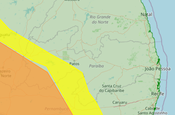 Inmet emite alertas de chuvas para Patos (PB) e outras 42 cidades